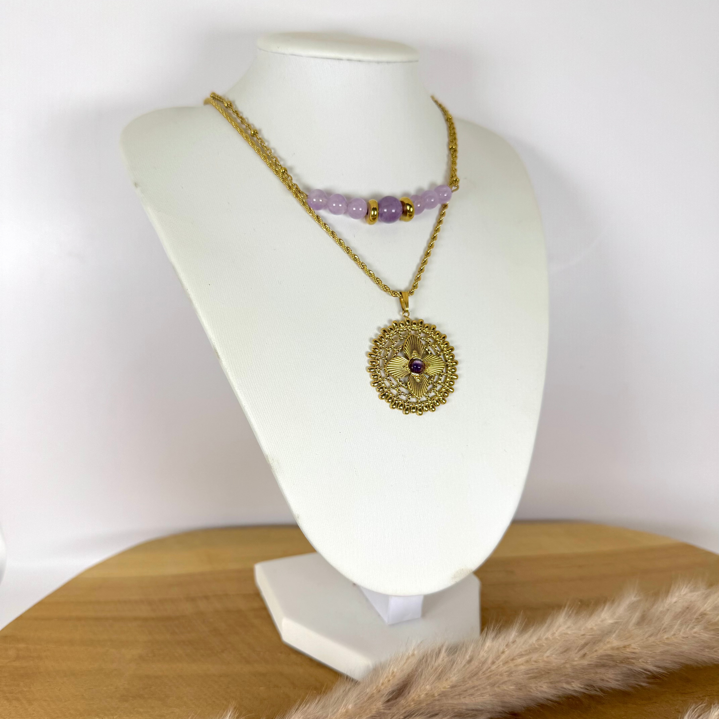 Collier lumiportail améthyste