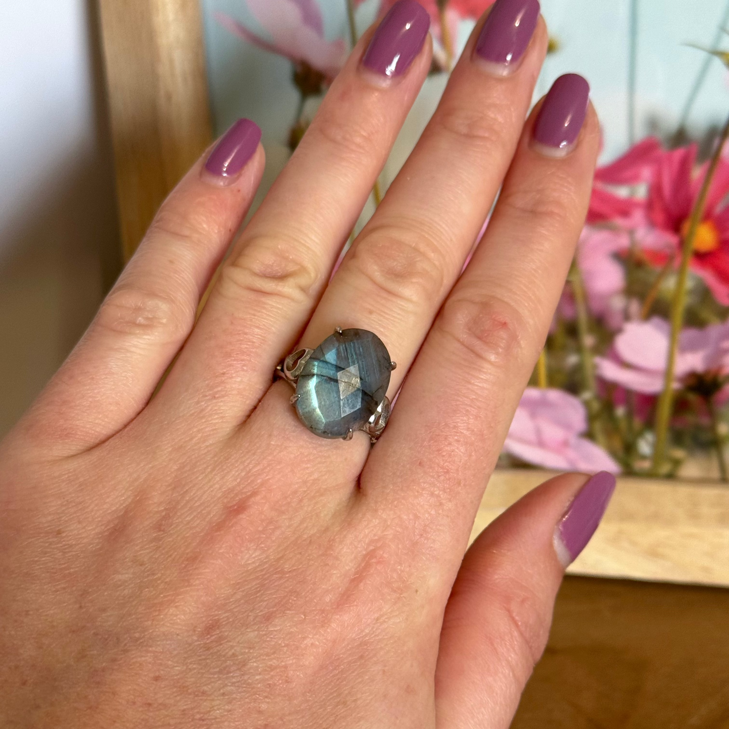 Bague lumicoeur XL labradorite