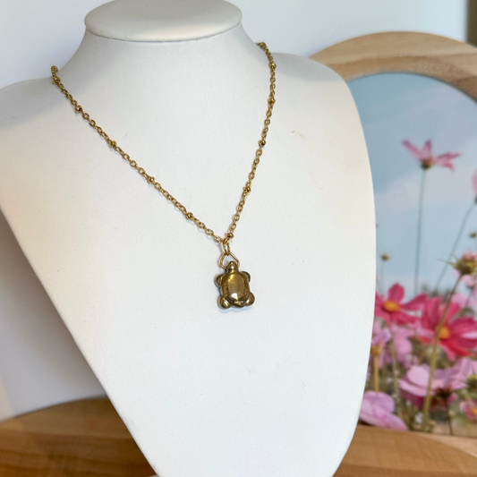 Collier lumitortue pyrite