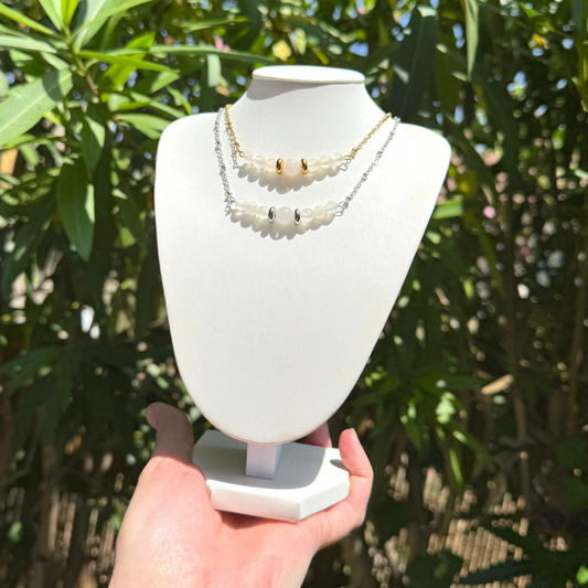 Collier lumidivine quartz laiteux