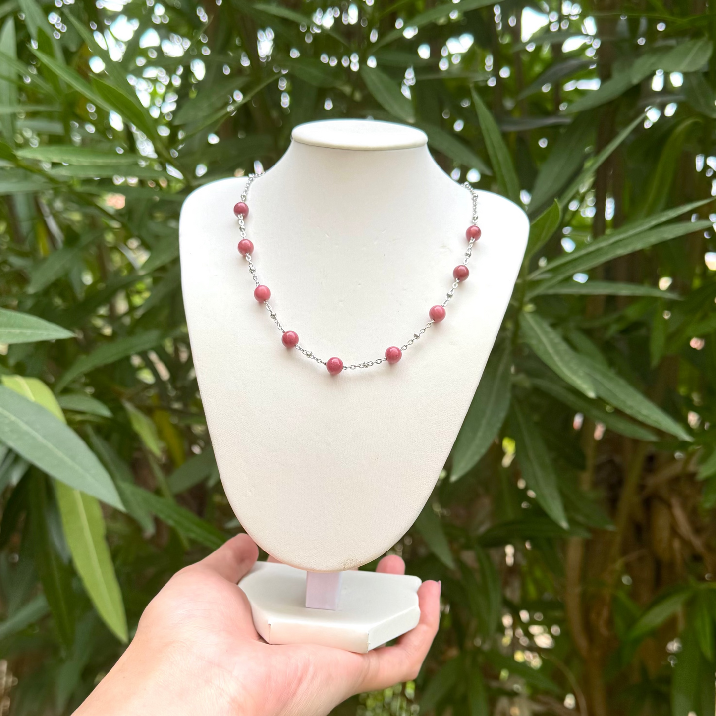 Collier lumiéclat rhodonite