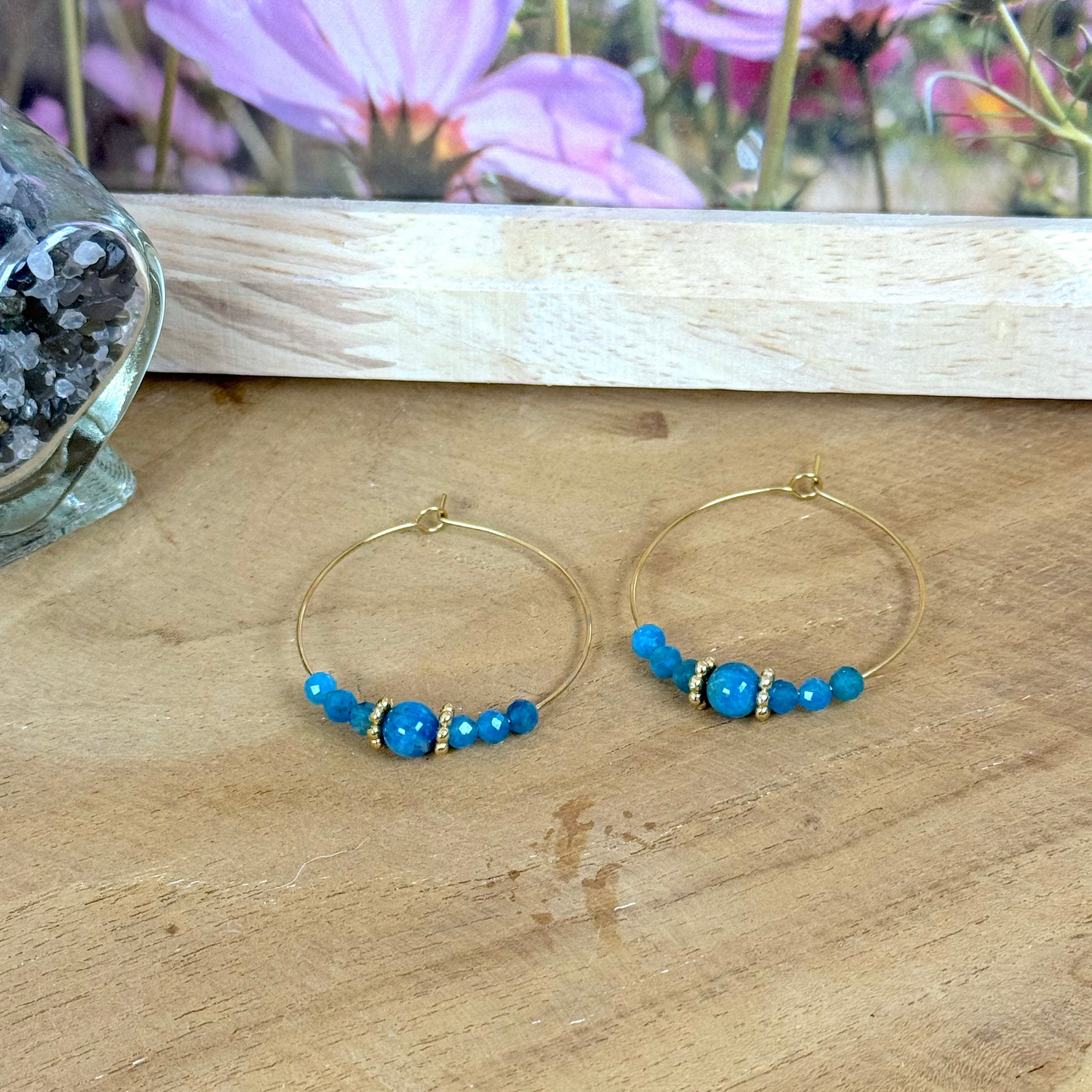 Boucles lumicréole apatite bleue