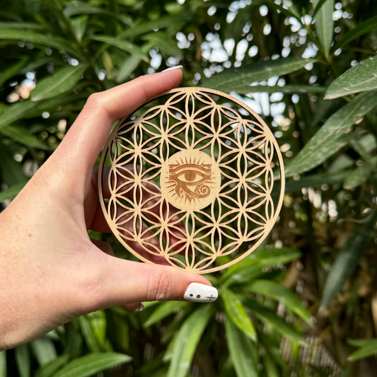 Plaque fleur de vie en bois