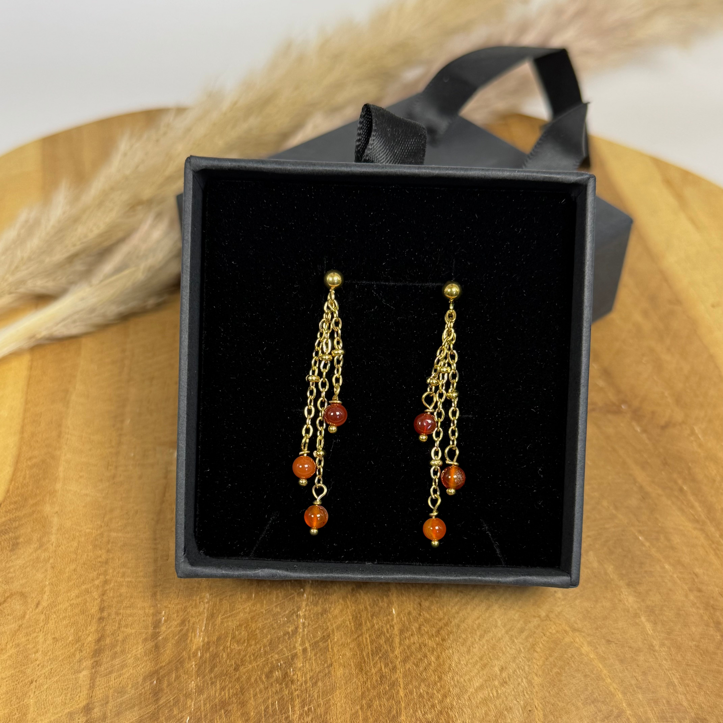 Boucles lumipluie de cornaline