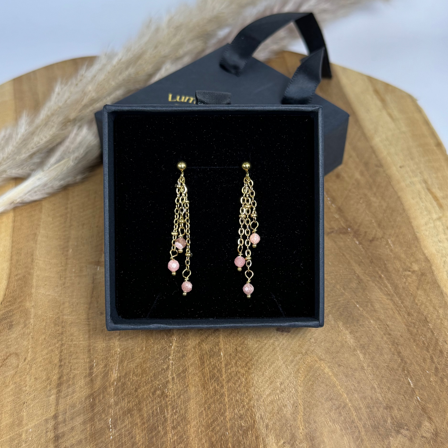 Boucles lumipluie de rhodochrosite