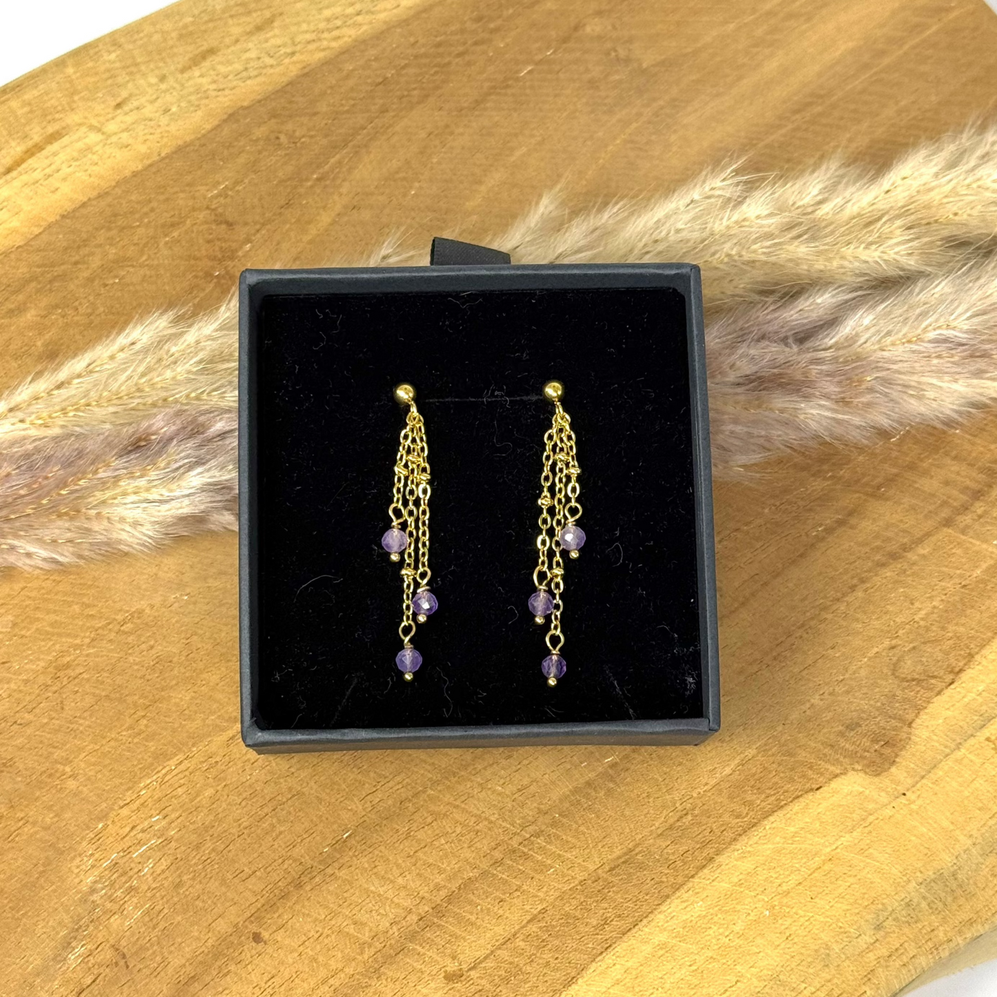 Boucles lumipluie d'améthyste