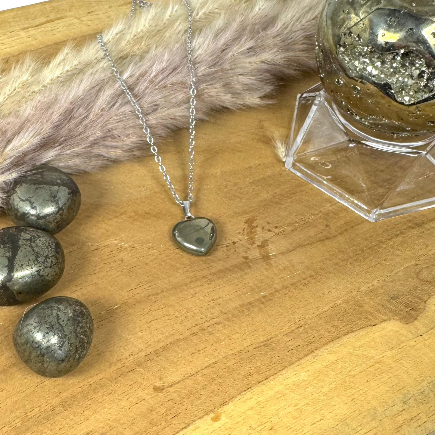 Pendentif coeur en pyrite