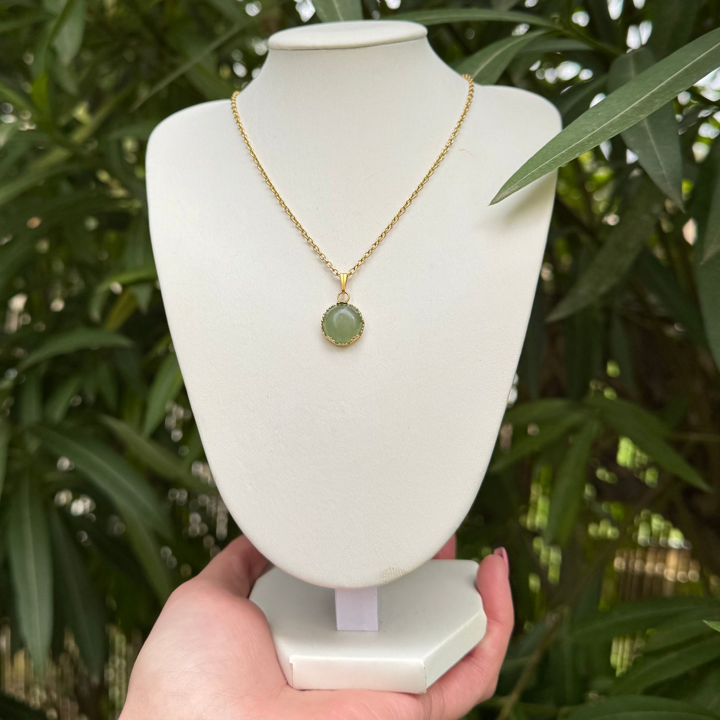 Collier lumicouronne aventurine verte