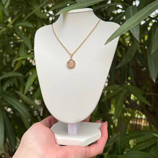 Collier lumicouronne quartz rose