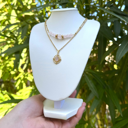 Collier lumidivine quartz rose