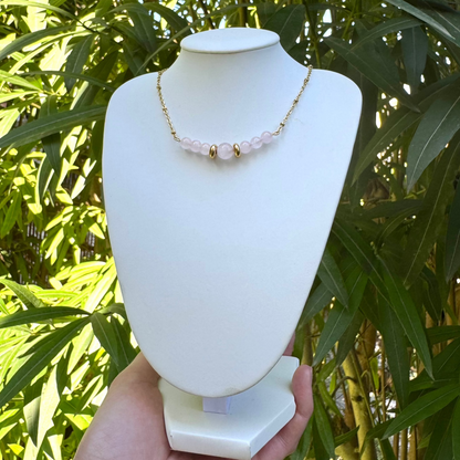 Collier lumidivine quartz rose