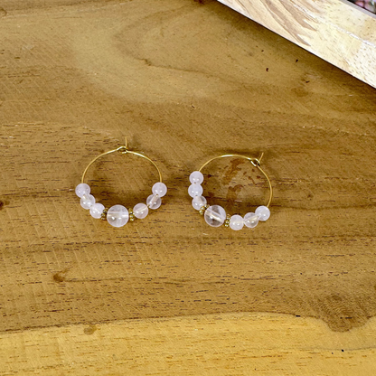 Boucles lumicréole quartz rose