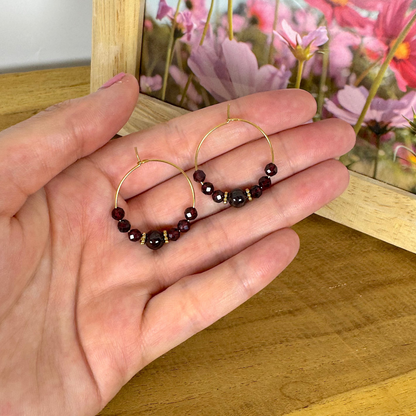 Boucles lumicréole grenat