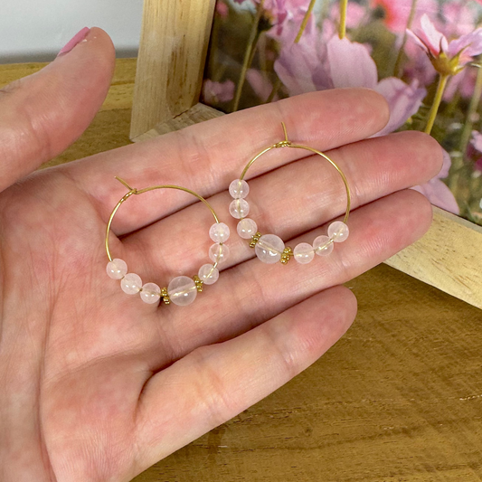 Boucles lumicréole quartz rose