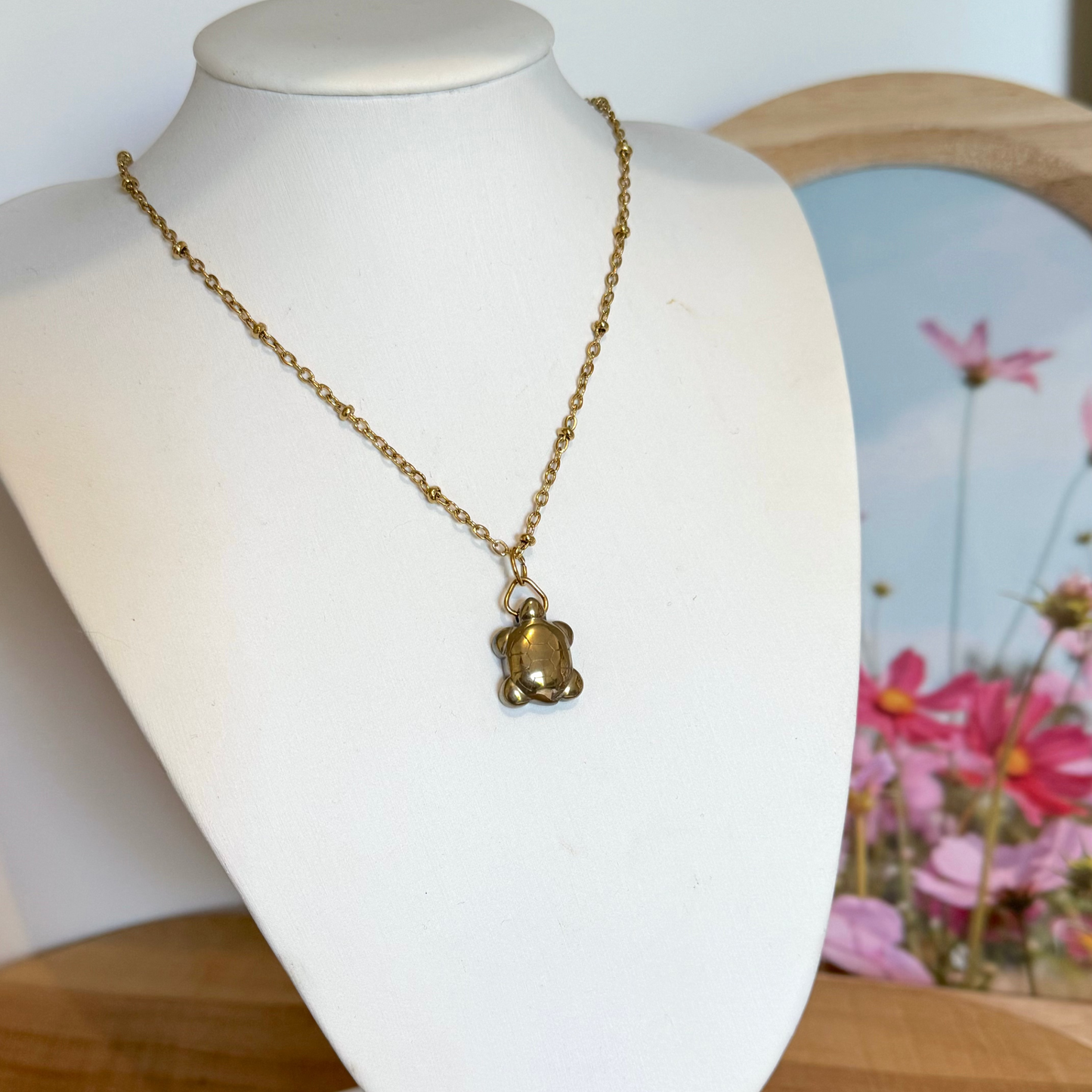 Collier lumitortue pyrite