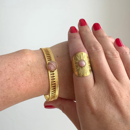 Bague lumifleur rhodochrosite