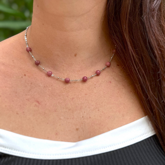 Collier lumiéclat rhodonite