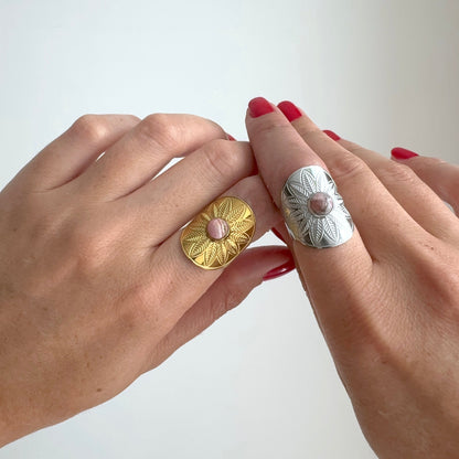 Bague lumifleur rhodochrosite