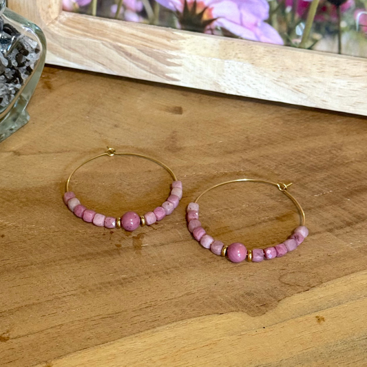 Boucles lumicréoles rhodonite