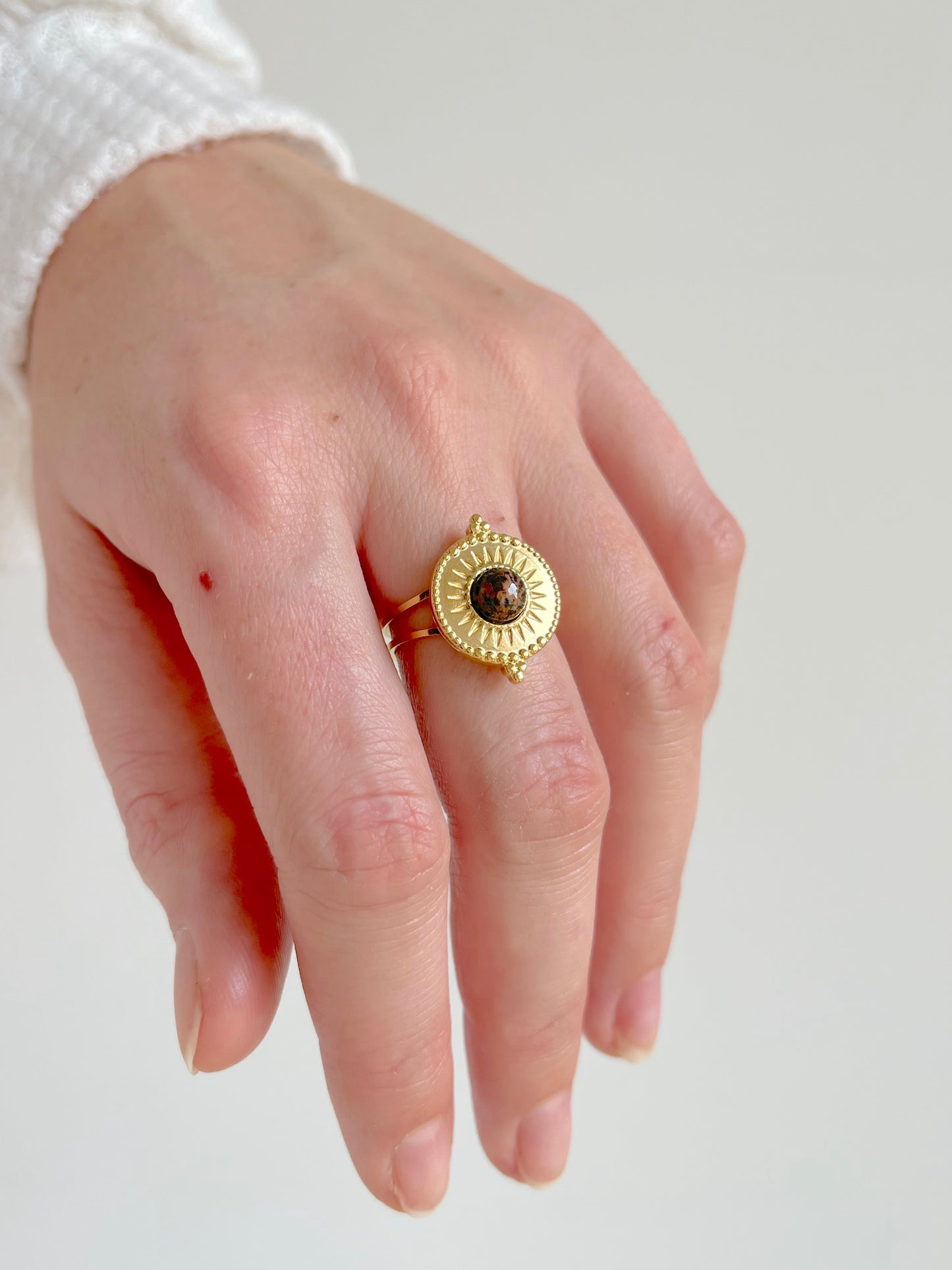 Bague Lumisoleil jaspe léopard