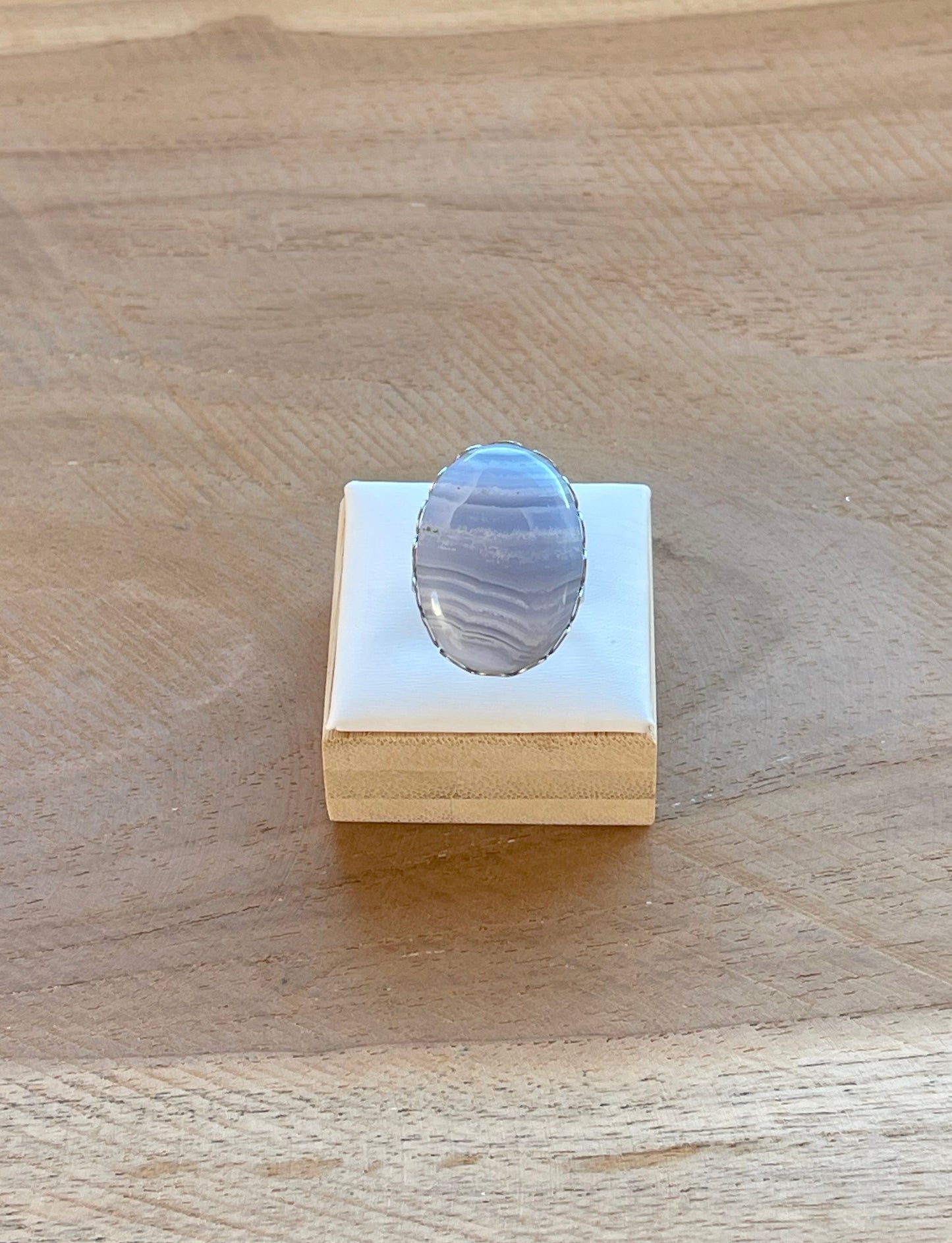 Bague Lumiéclat agate dentelle bleue