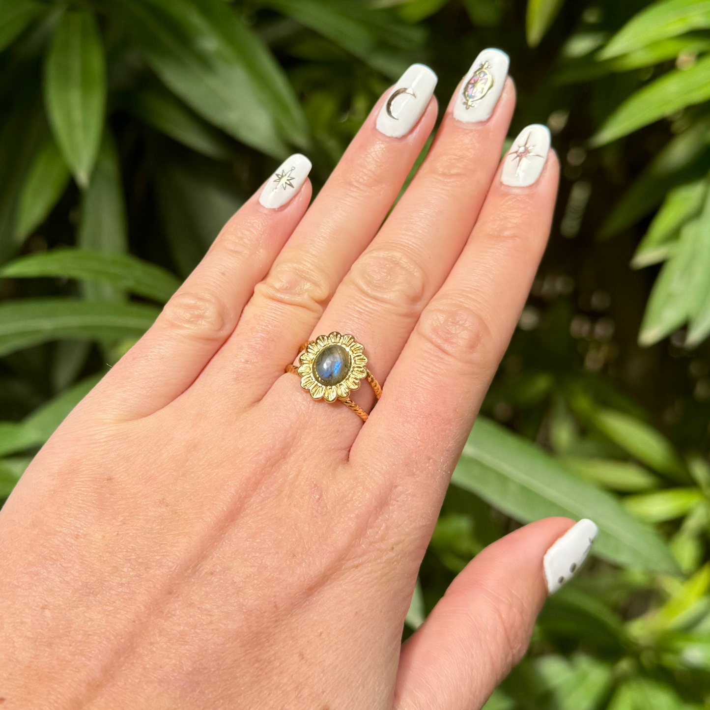 Bague lumipétale labradorite