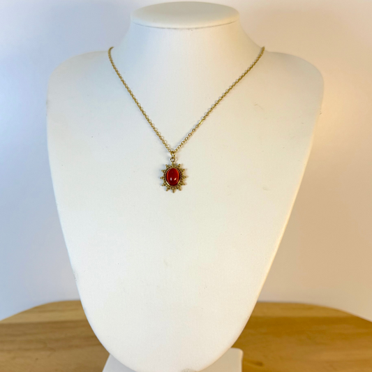 Collier lumisolis cornaline