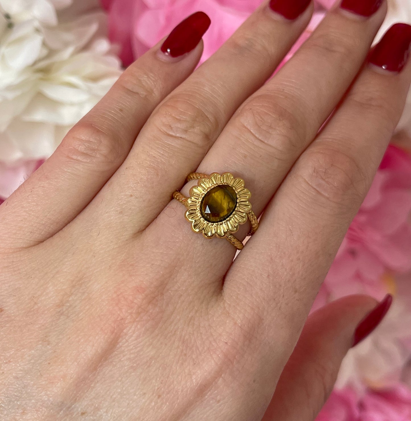 Bague Lumipétale oeil de tigre