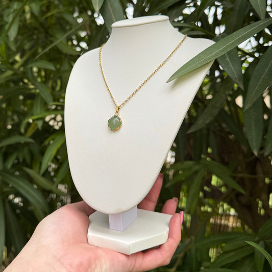 Collier lumicouronne aventurine verte