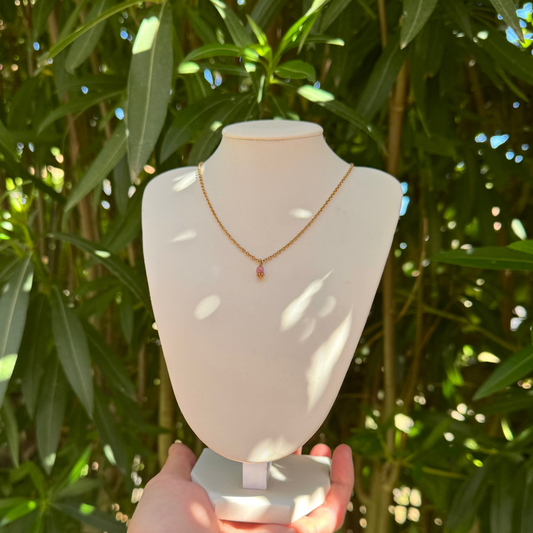 Collier lumidiscret rhodonite